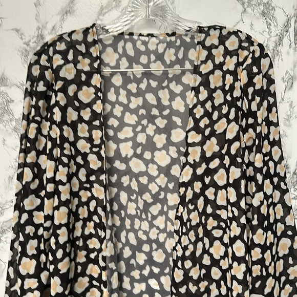 Women’s Leopard Print Sheer Kimono Cover Up Size S - Picture 3 of 10
